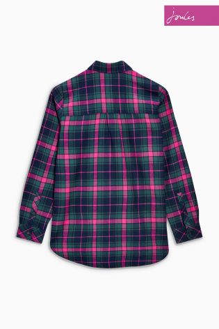Joules Lorena French Navy Check Longline Brushed Shirt